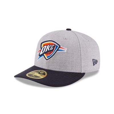 Grey Oklahoma City Thunder Hat - New Era NBA Heather Low Profile 59FIFTY Fitted Caps USA1893640